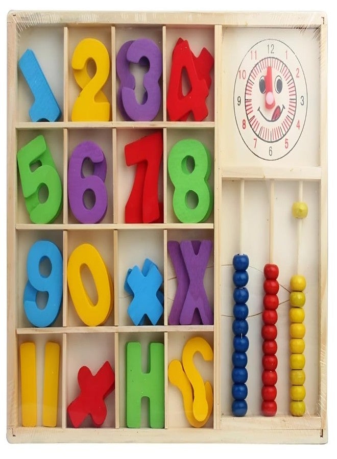 سمونيو صندوق تعليمي خشبي من سمونيو للأطفال، يتضمن عدادًا وساعة ومكعبات أرقام وقلم تحديد، لعبة ألغاز تعليمية للتعلم المنزلي وممارسة الرياضيات (لون عشوائي). - Image 5